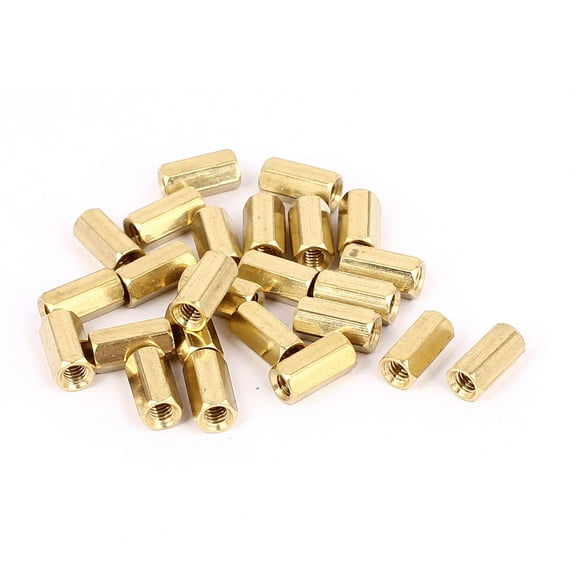 Unique Bargains M4 x 12mm Female Thread Brass Hex Standoff Spacers Rod Spacer Coupler Nut 25Pcs