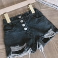thumbnail image 3 of BXJX Girls Denim Shorts, Above the Knee Causal Summer Ripped Jeans Shorts Black Size 5-6 T, 3 of 3