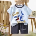 thumbnail image 4 of mgoYE Toddler Boy Shorts Toddler Girls Summer Outfit Cotton Top and Shorts Clothing Set|Light Blue 7-8 Years, 4 of 4