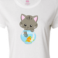thumbnail image 4 of Inktastic Kitty And The Fish Bowl, Cute Little Cat, Fish Women's T-Shirt, 4 of 5