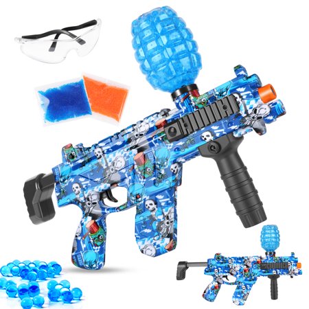 Gel Ball Blaster, Electric Water Bead Blasters, with 10000 Gel Balls & Goggles, for Backyard Fun and Outdoor Activity, Blue