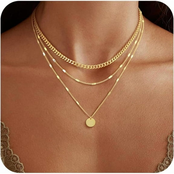 14K Gold Plated Layering Necklaces For Women Gold Necklace Set, Cuban Link, Snake Chain, Paperclip Layered Chains, Twisted Rope and Twisted Chain, Trendy Layering Necklace