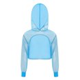 thumbnail image 4 of Hansber Fashion Girls Jazz Hip-Hop Dance Crop Top See-through Metallic Shiny Cropped Hoodie Sweatshirt Light Blue 16, 4 of 7