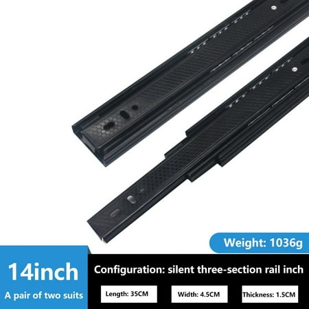 

1 Pair of Drawer Runners Black Runners for Drawers Extension Telescopic Runners