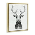 thumbnail image 4 of Stupell Industries Monochrome Holiday Deer Animals & Insects Painting Gold Floater Framed Canvas Art Print Wall Art, 25 x 31, 4 of 10