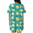 thumbnail image 6 of Fuzoiu Lemon Blue Print Women's Short-Sleeved Pajama Set,Lounge Sleepwear Set,Womens Pajama Sets 2 Piece,Button-Up Top and Shorts with Pockets-Medium, 6 of 7