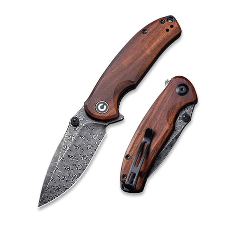 CIVIVI Pocket Knife Folding Knife 2.98 Damascus Blade Cuibourtia wood Handle Pintail C2020DS-2