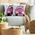thumbnail image 5 of Ambesonne Pug Throw Pillow Cover 2 Pack, Dog Driving on Car, 24", Pink Yellow, 5 of 5