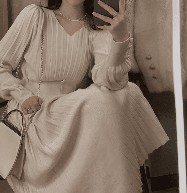 Knitted Dress Ladies Casual Long 