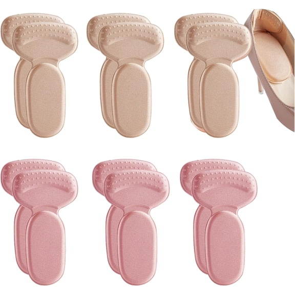 6Pairs Heel Pads Heel Grips Liner for Loose Shoes, 2026 New Back Heel Cushion Pads, Ultra Soothing Anti-Slip Heel Liners Soft Cushion Heel Protector Pads for Women Men Shoes (12, Beige&Pink)