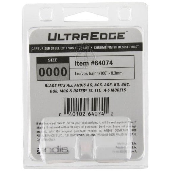 Andis 64074 UltraEdge Carbon-Infused Steel Detachable Clipper Blade, Size 0000, 1/100-Inch Cut Length