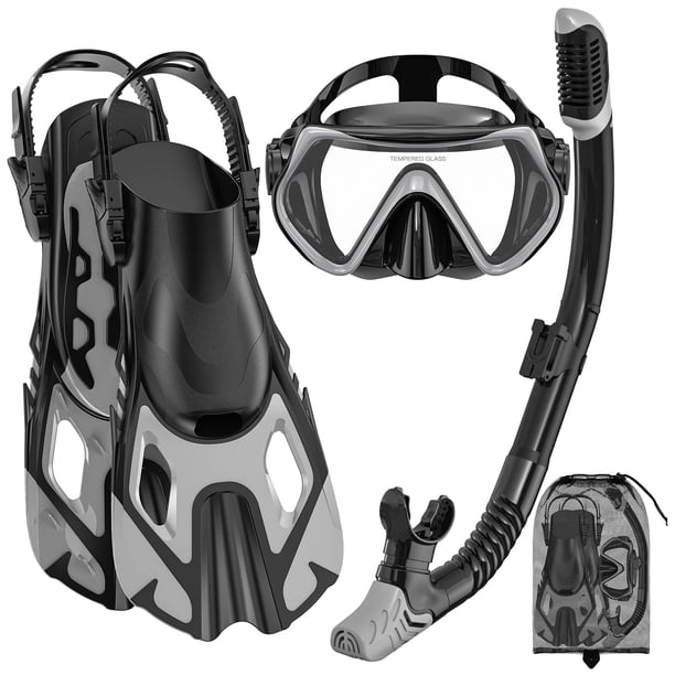 Set de Equipamiento para Snorkel con Máscara, Aletas y Tubo para Adultos