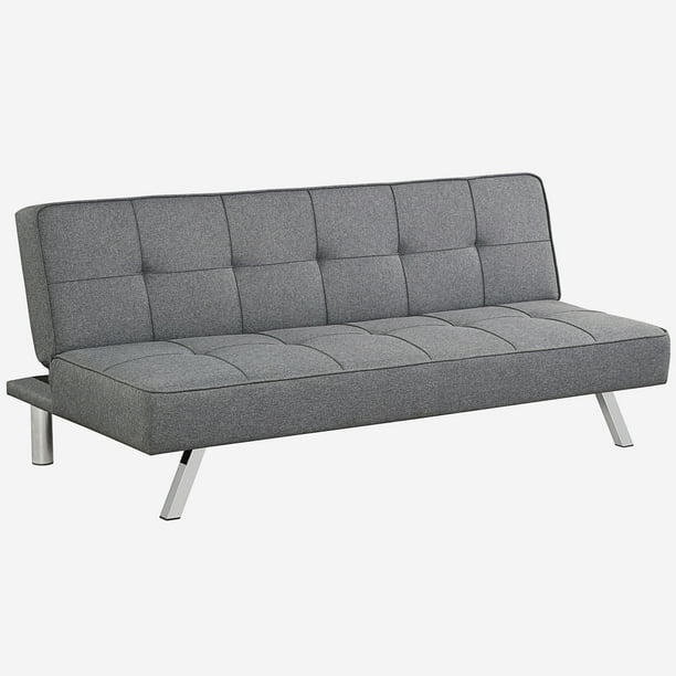 Canapé-lit futon 2 fonctions en lin avec coussins Lounge pour 2 à 3 places