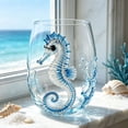 thumbnail image 5 of Artisanal Seahorse Glassware, 2D Seahorses Stemless Wine Glasses, Ocean Fantasy Embossed Glass Collection, Handcrafted Marine Animal Bar Glass, Coastal Home Decor Gift, 5 of 7