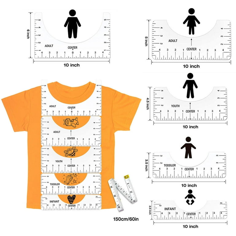 6PCS Tshirt Ruler Guide Set T-shirt Alignment Rulers to Center Designs  Vinyl