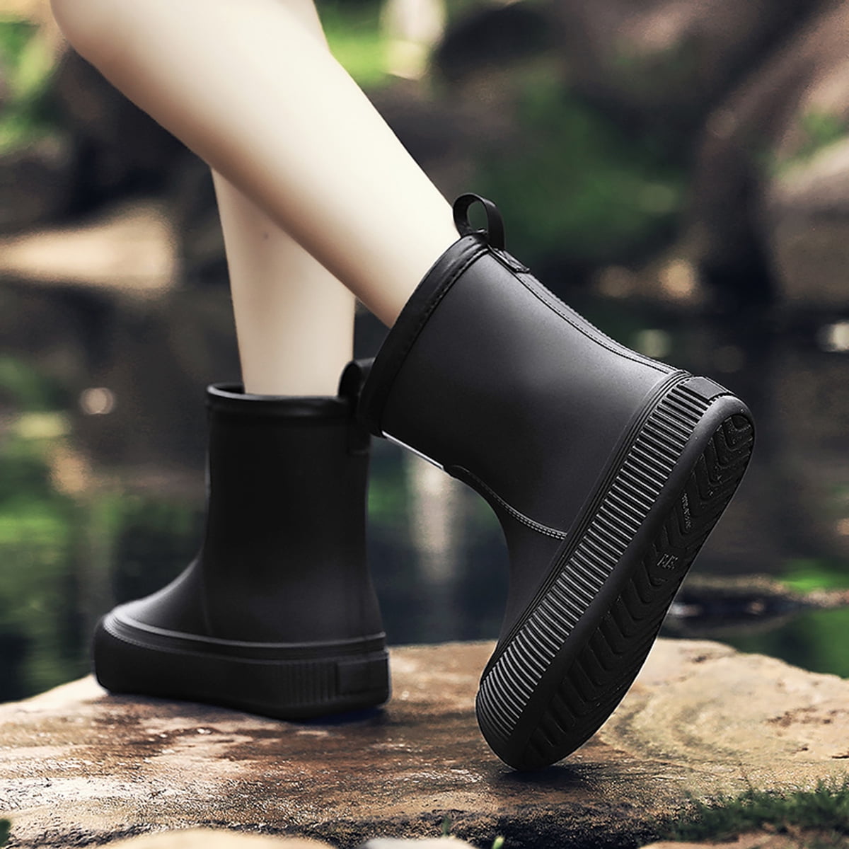 AUXDIQ Rain Boots Women Short Ankle Waterproof Rain Shoes Outdoor Garden Shoes