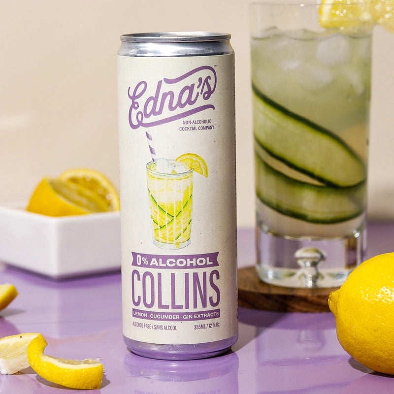 Pack of 6, Ednas Non Alcoholic Cockt Collins Lemon Cucumber Gin Extract, 48 fo