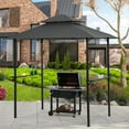 thumbnail image 4 of Outdoor Canopy Gazebo, 8 x 5 Ft Grill Gazebo Hardtop for Backyard, Patio Gazebo Clearance, 2-Tier Barbecue Canopy Shelter, Gazebo Tent with Bottle Opener, Iron Mesh Shelves and Hooks, B1858, 4 of 9