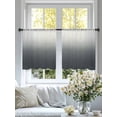 thumbnail image 4 of Grey Ombre Semi Sheer Window Curtains 45 Inches Long, Gray White Gradient Modern Abstract Art Rod Pocket Voile Silky Chiffon Curtain Light Filtering Drapes for Living Room, Kitchen, 52"x45", 2 Panels, 4 of 9