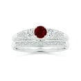 thumbnail image 4 of ANGARA Natural Aeon Vintage Style Ruby and Diamond Three Stone Engagement Ring in 14K White Gold for Women (Size-4mm) | July Birthstone, Anniversary, Jewelry Gift for Women | Natural Ruby Ring, 4 of 9