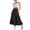 Black, variant on Petite Fit Casual Cotton Linen Layered Pleated Skirt Fashionable Summer Dress Purple 140