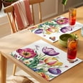 thumbnail image 4 of Purple Red Tulips Placemats Set of 8, Flying Butterfly Non-Slip Place Mats Washable Table Mats for Kitchen Dining Table Decorations Indoor/Outdoor, 4 of 9