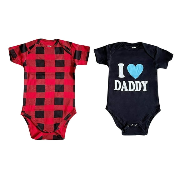 Just Love Boys Bodysuits (Pack of 2) 1901 (Boys 0-3 Months, Daddy and Buffalo Plaid)