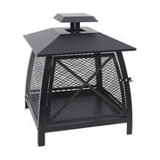 Blue Sky Outdoor Living 20" Square Decorative Steel Mesh Fireplace with Fire Poker, Black