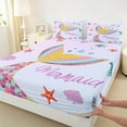 thumbnail image 3 of Castle Fairy Sea Mermaid 4 Pieces Queen Sheet Sets for Kids Children,Abstract Rainbow Bling Glitter Ultra Soft Flat Sheet,Dreamy Ocean Princess Queen Fitted Sheet,Super Cozy Room Decor, 3 of 7