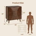 thumbnail image 3 of COSIEST Mid-Century Nightstand, Modern End Table w Striped Pattern, Vintage Accent Furniture w Storage Drawer, Wood Small Accent Table for Bedroom, Living Room, 3 of 7