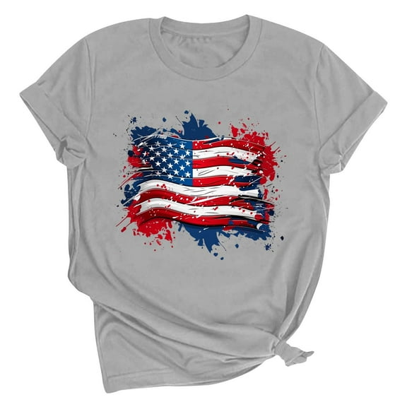 Sexlip Womens Swimsuit Set Waving Flag Print Cover Up Design Crew Neck Short Sleeve Casual Silhouette Soft Fabric for Summer Water Activities Gray XXL