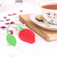 thumbnail image 3 of Colador de té divertido del filtro del té del diseño de la forma de la fresa de la categoría alimenticia del Infusor del té del silicón lindo, 3 of 6