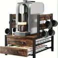 thumbnail image 6 of Double Layer Coffee Capsule Storage Rack & Mug Holder, Coffee Machine Stand, 70 Capacity K Cup Drawer Organizer, Rustic Brown Kitchen Countertop Organizer, 6 of 9
