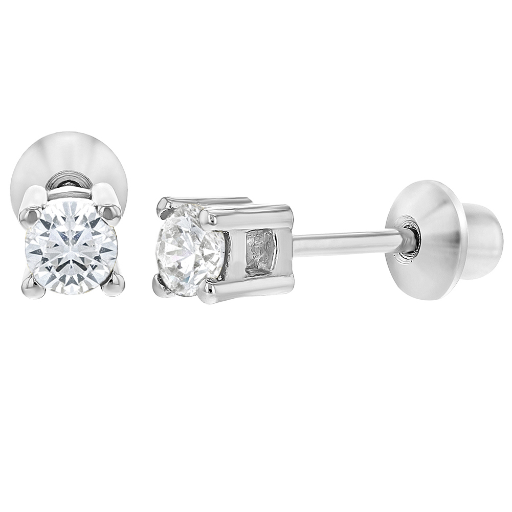  FASACCO Screw Back CZ Earrings for Girls 925 Sterling Silver  18K Hypoallergenic Earrings Gold: Clothing, Shoes & Jewelry