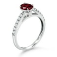 thumbnail image 3 of Gem Stone King 10K White Gold Red Rhodolite Garnet and White Lab Grown Diamond Soitaire Engagement Ring for Women (1.08 Cttw, Oval 7X5MM, Gemstone January Birthstone, Available in Size 5, 6, 7, 8, 9), 3 of 4