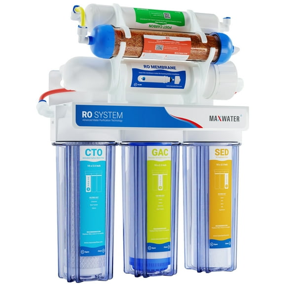 Max Water 6-Stage 0PPM RO/DI Reef Marine Aquarium Hydroponics Reverse Osmosis System 100 GDP