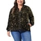 thumbnail image 1 of Chaqueta de lentejuelas para mujer de tallas grandes GRACE & GRANDEUR, chaqueta bomber con brillo, manga larga, cierre frontal, 1X dorada, 1 of 1