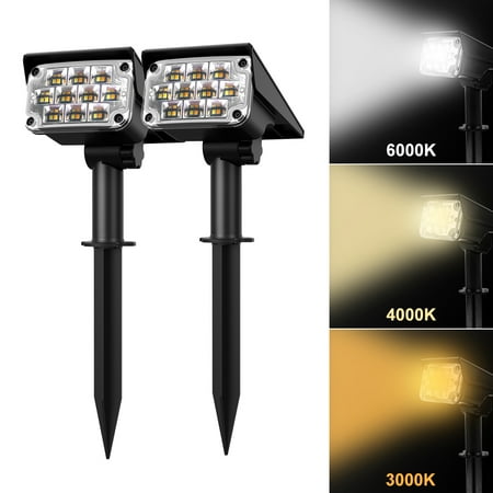 

T-SUN Solar Spot Lights Garden Light IP65 Super Bright Landscape Wall Lights(Three Light Colors 2pack)