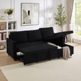thumbnail image 2 of L-Shaped Corduroy Modular Sectional Couch with Chaise Lounge, Pull-Out Bed, Convertible Sleeper Sofa Bed with Storage for Living Room, Black, 2 of 7