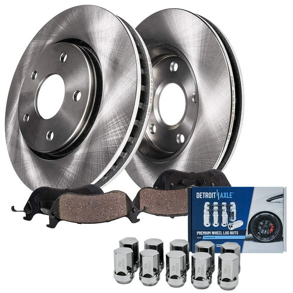 Detroit Axle - Front Disc Brake Rotors Brake Pads Wheel Lug Nuts Replacement for 2006-2008 Dodge Ram 1500