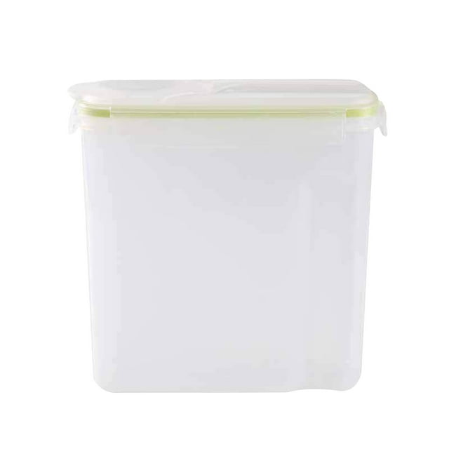 4L Airtight Food Storage Container with 4-Clasp Lid - Large Kitchen Jar for Dry Goods, Rice, Flour & Spices - Transparent BPA-Free Plastic - 24.5 x 7.5 x 24cm Akmoler | Plastic, Green