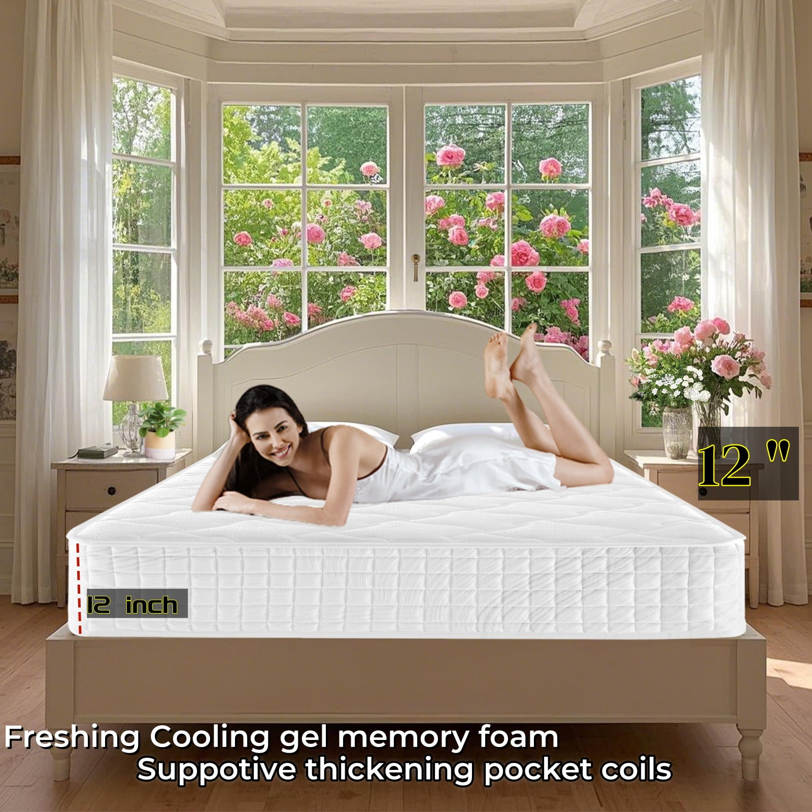 BMMB 10 Inch King Mattress in a Box, Hybrid Mattress with Memory Foam and Pocketed Coils for Breathable and Durable Support, CertiPUR-US Certified