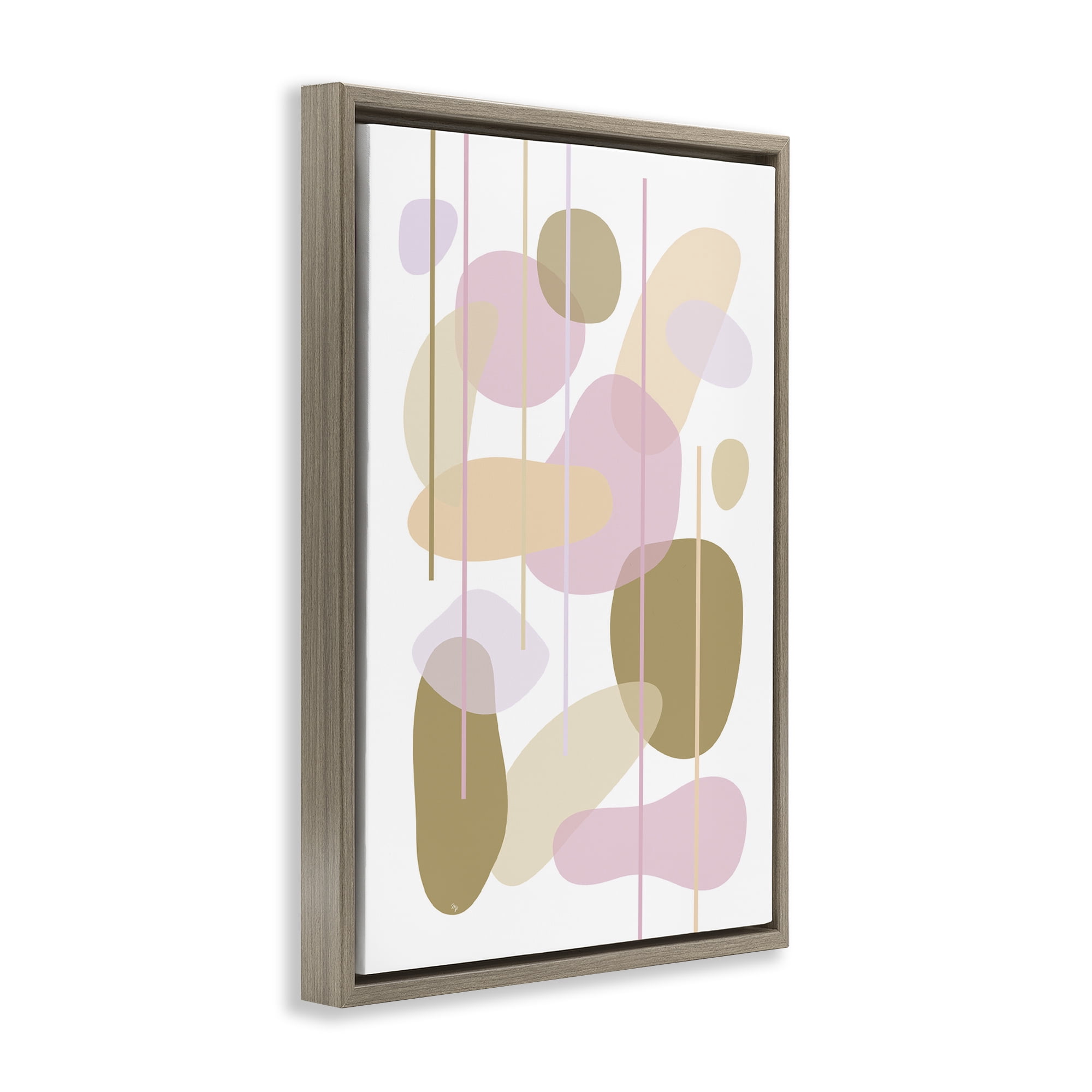 Stupell Industries Oblong Opaque Shapes Abstract Painting Brown Floater Framed Canvas Art Print Wall Art, 17 x 25
