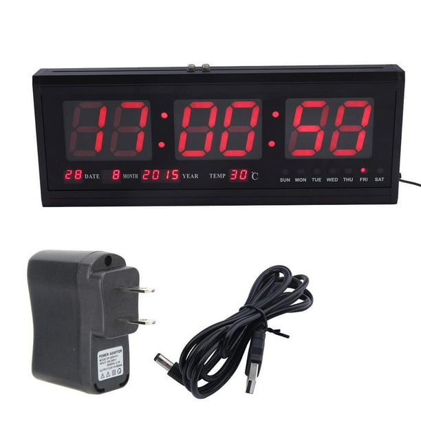 HERCHR Digital Large Big Digits LED Wall Desk ALARM Clock Calendar Temperature,Digits LED Wall