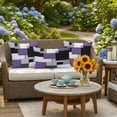 thumbnail image 6 of Outdoor Pillow Cover Abstract Art Set of 2 Waterproof Throw Pillowcases Purple Black Patchwork Decorative Patio Furniture Pillows for Couch Garden Indoor & Outdoor Use, 6 of 9