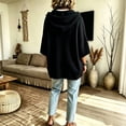 thumbnail image 4 of Lumtrix Women's Oversized 3/4 Sleeve Sweatshirt Loose Fit Drawstring Shirt Lightweight Casual Fall Outwear Black XL, 4 of 5