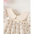 thumbnail image 5 of 4T Baby Girls Dress 5T Girls Short Sleeve Dress Peter-Pan Collar Bubble Sleeve Toddler Girls Summer Floral Dress Apricot, 5 of 9