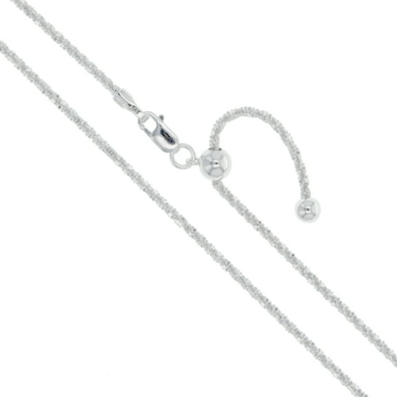 Sterling Silver Adjustable Diamond-Cut Popcorn Chain 1.8mm 925 New Criss Cross Necklace 22"