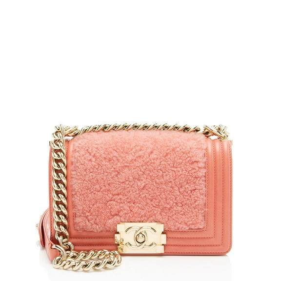 Pre-Owned Chanel Shearling Calfskin Small Boy Bag
