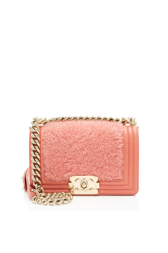Pre-Owned Chanel Shearling Calfskin Small Boy Bag